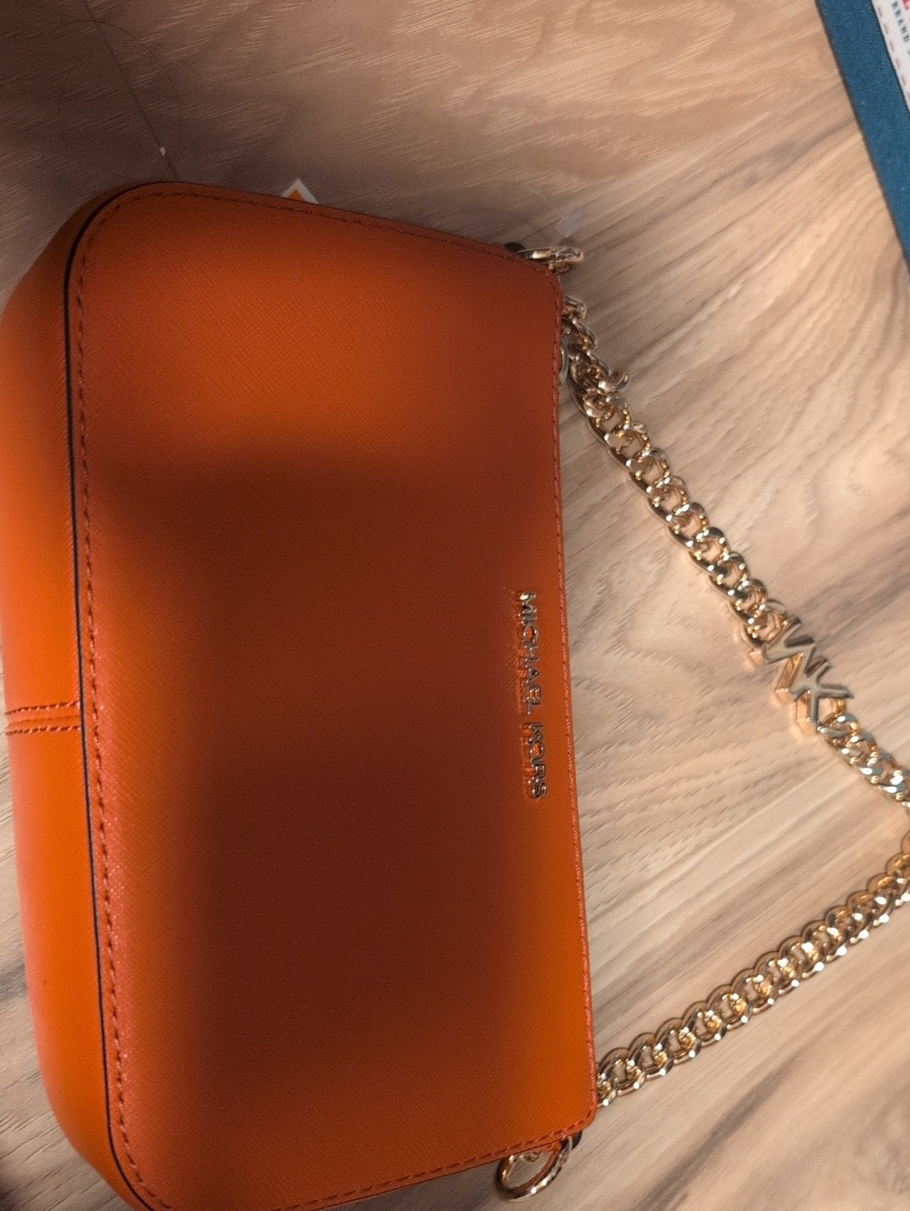 Michael Kors Orange Saffiano  with Gold Chain